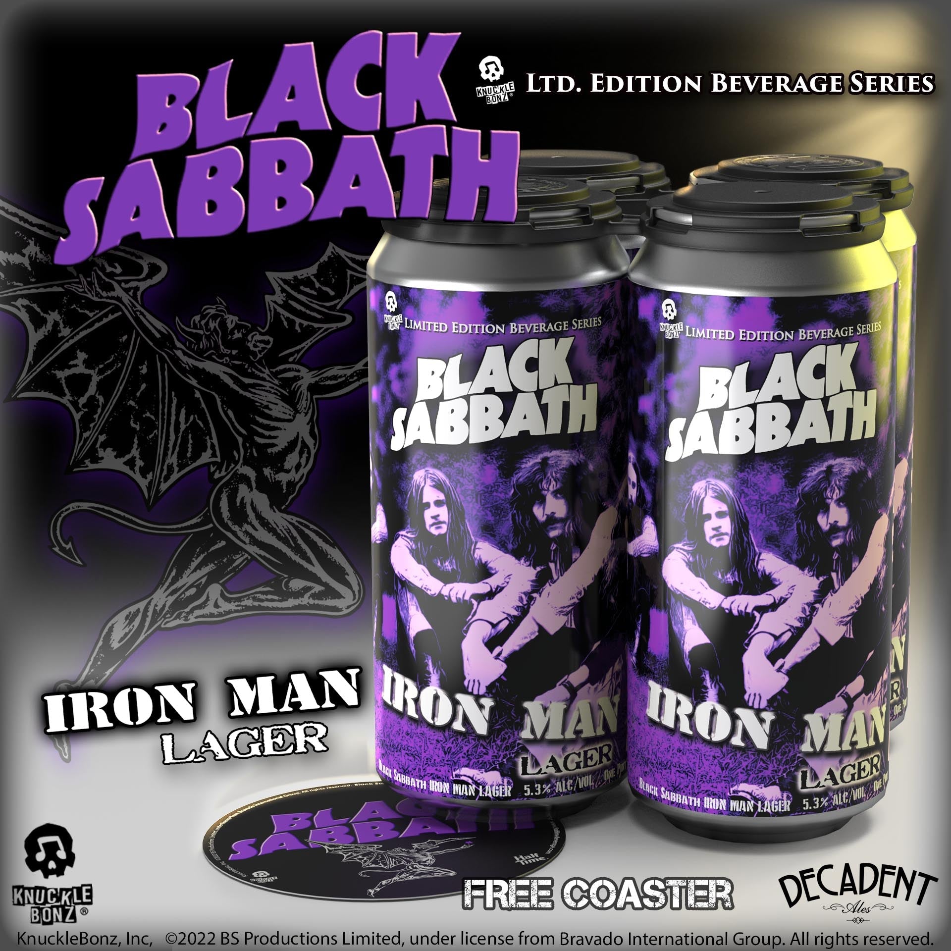 Black Sabbath Joins the KnuckleBonz Beverage Series with Iron Man Lager